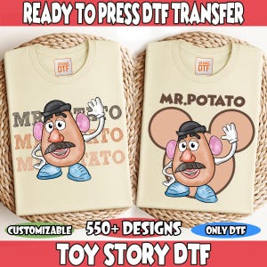 Mr. Potato Head Direct To Film, Toy Story Ready to Press, Mr. Potato Head Dtf Transfer, Toy Story Dtf, Dtf Transfers, Disney Dtf, Heat Press