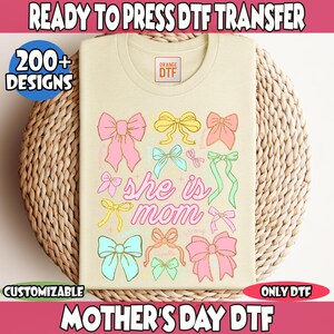 She is Mom Dtf Transfer, Mothers Day Ready To Press, Christian Mom Iron on Transfers for Shirts, Mother&#39;s Day Gift, Mama Dtf Transfers