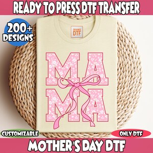 Couquette Floral Mama DTF Transfer Ready to Press, Boho Floral Mama Heat Press, Mothers Day Bow DTF Print, Trendy Mama Dtf, Gift for Mom