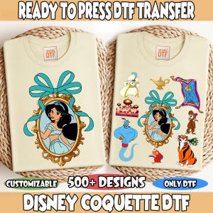 Disney Watercolor Coquette Bows Princess Jasmine Dtf, Disney Aladdin Dtf, Princess Jasmine Dtf, Disneyland Girls Trip Dtf, Disney Dtf Prints