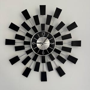 Vintage George Nelson Starburst Clock Replica - Black and Silver - Wall Clock