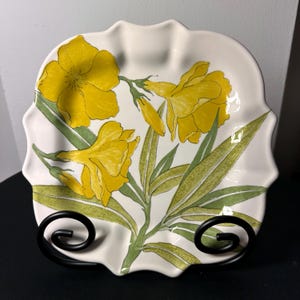 Ernestine Salerno Italy Vintage 1950s Ceramic Plate Yellow Floral Rare