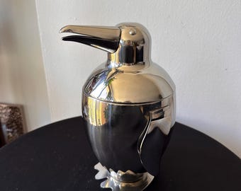 Vintage Pier 1 Imports Stainless Steel Penguin Ice Bucket MCM Barware 9"