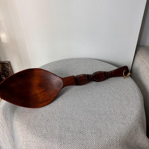 Vintage Monkey Pod Wood Serving Spoon Mabini Philippines Handcrafted Large 19"