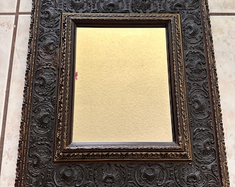 Ornate Vintage Wall Mirror Dark Frame 15x17"