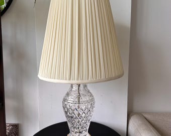 Vintage Wedgwood Waterford Crystal Glandore Crescent Brass Table Lamp