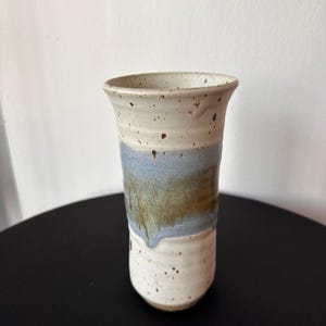 Handmade Studio Pottery Vase – Rustic Stoneware with Blue & Brown Glaze 7 1/4&quot;