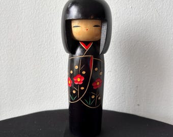 Vintage Japanese Kokeshi Doll by Kunio Miyagawa Signed Handcrafted Japanese Art 8"