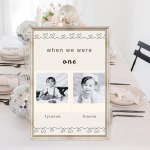 Tarjetas con números de mesa y asientos para fotos, decoración de mesas de boda, cuando teníamos edad, números de mesa, plantillas de letreros con números para fotos de bebés en blanco y negro