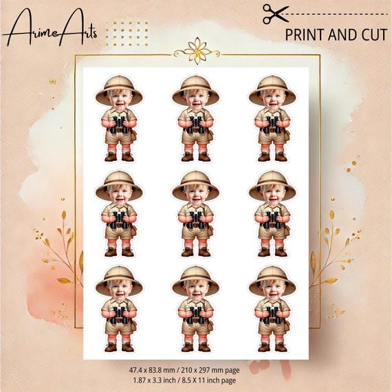 Safari Explorer Personalized Face Cupcake Toppers | Fun Safari Party for Boys