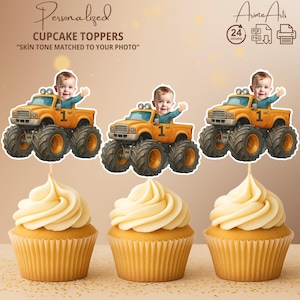 Monster Truck Personalized Face Cupcake Toppers