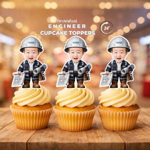 Personliga muffinsdekorationer med ingenjörsansikte, personliga festgåvor