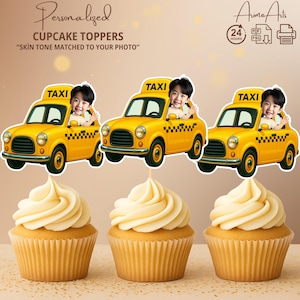Taxi Personalized Face Cupcake Toppers