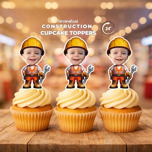 Builder Personalized Face Cupcake Toppers