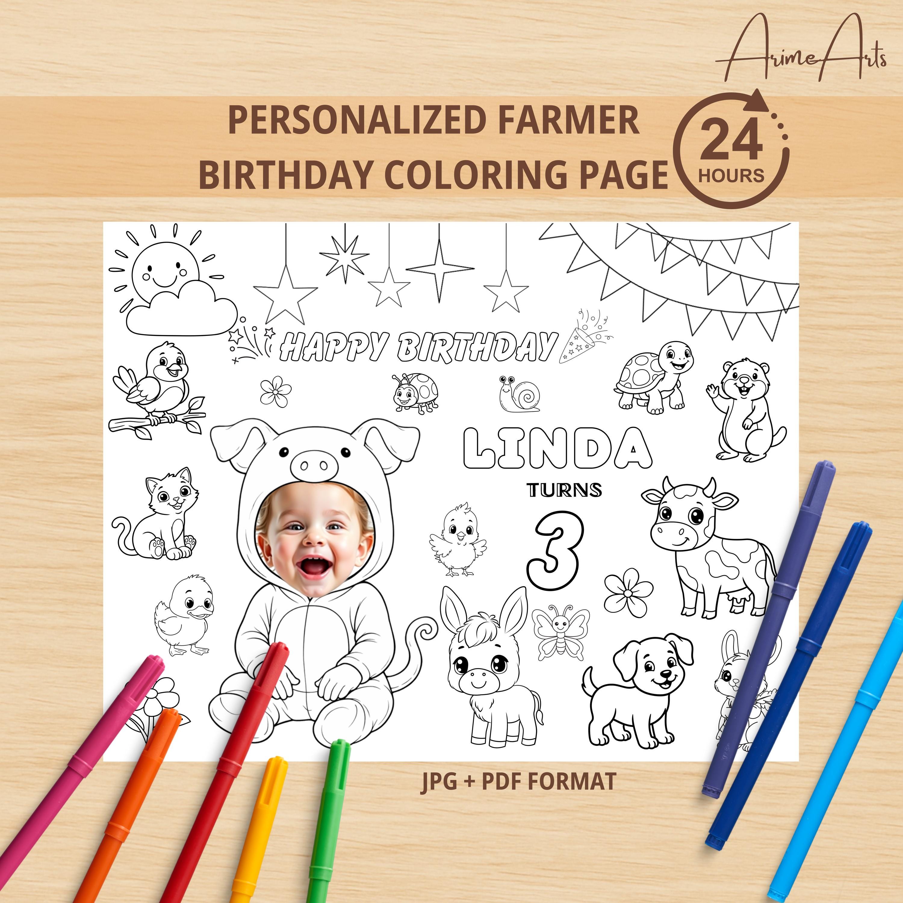 37 Adorable Pig Crafts for Kids On a Rainy Day 31 Pig Personalized Face Birthday Coloring Page