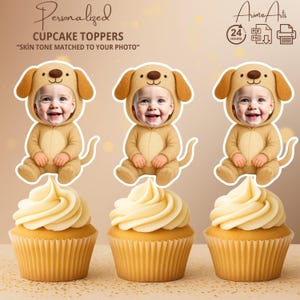 Adornos personalizados para cupcakes con forma de perro, recuerdos personalizados para fiestas temáticas de granja