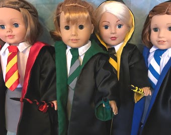 Wizard Doll Outfit, Cape, blouse, skirt, Tie & Wand - Fits 18" Dolls