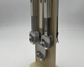 Vintage Boda Buffe Stainless Cutlery Set: Beige Handle Flatware