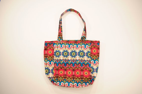 Items similar to Flowered cotton tote on Etsy