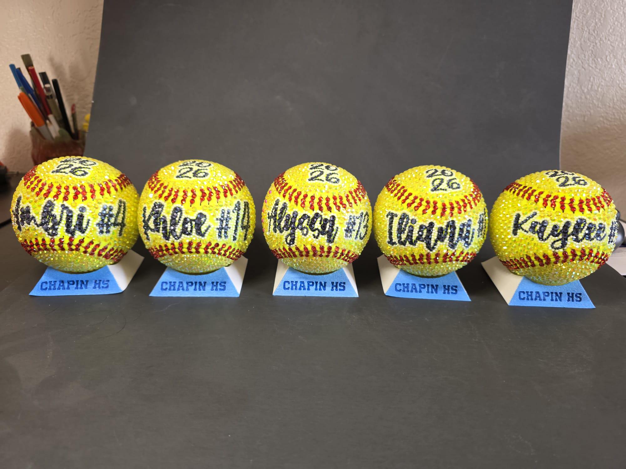 Custom Rhinestone Softball: Personalized Name, Number, Graduation Year ...