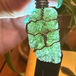 Genuine Moldavite Pendant With Sterling Silver Wire Wrap Apple Green Authentic 7.84 gram Moldavite From Czech Republic