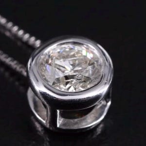 14k Solid Gold Diamond Solitaire Necklace Round Brilliant Cut 18 inch Box Chain Dainty Genuine Real Mined Diamond Pendant