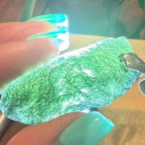 Genuine HUGE Moldavite Pendant With Sterling Silver Bail Authentic 12.73 gram Moldavite From Czech Republic