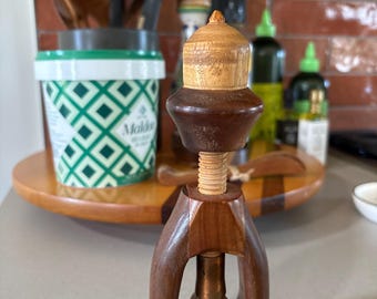 Vintage Handmade Nutcracker w/ Brass Accent