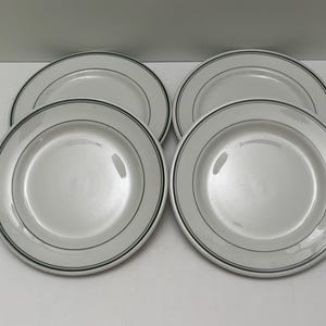Sterling Restaurant Diner Ware 7”Plate W/ Green Stripe Set of 4