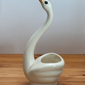 Vintage Maddux of California White Ceramic Swan Planter