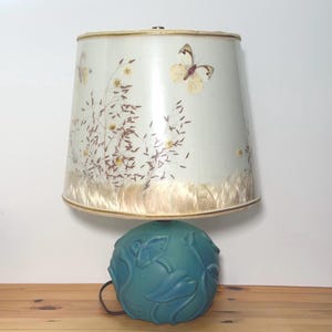 Vintage Van Briggle Art Pottery Table Lamp Matte Turquoise Ming Blue