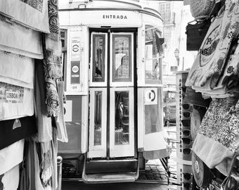 Black and Photo of Lisbon Portugal Tram