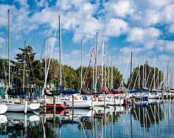 Sailboats on Belle Isle Detroit River Michigan