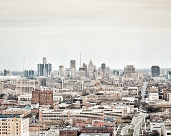 Downtown Detroit Winter Skyline