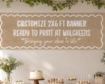 DIY Custom 2x6 Banner Template, Personalized Party Banner, Custom Birthday Backdrop, DIY Event Sign, Printable Poster, Walgreens Ready