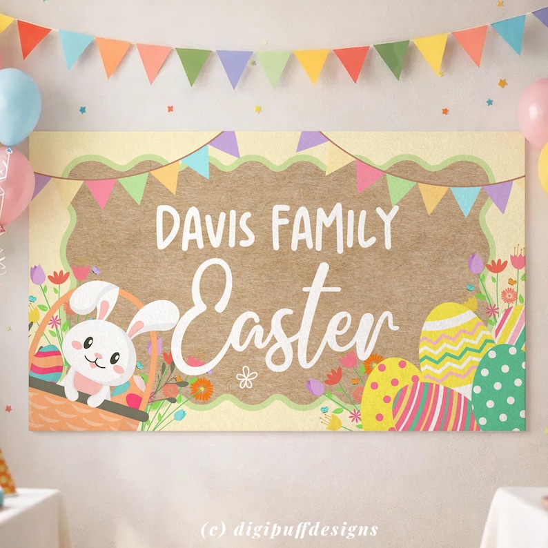 Editable Happy Easter Banner Template, 36x60 72x24 Easter Sign, DIY ...