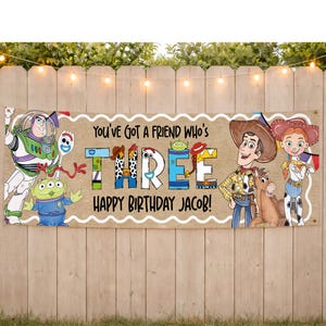 Toy Friend themed birthday banner printable Canva welcome sign
