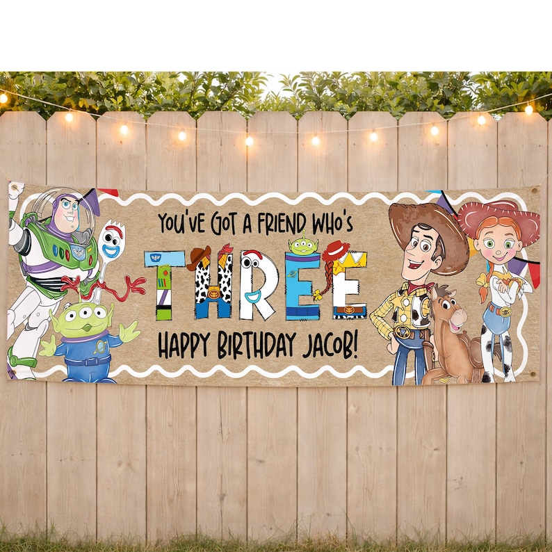 Toy Friend themed birthday banner printable Canva welcome sign
