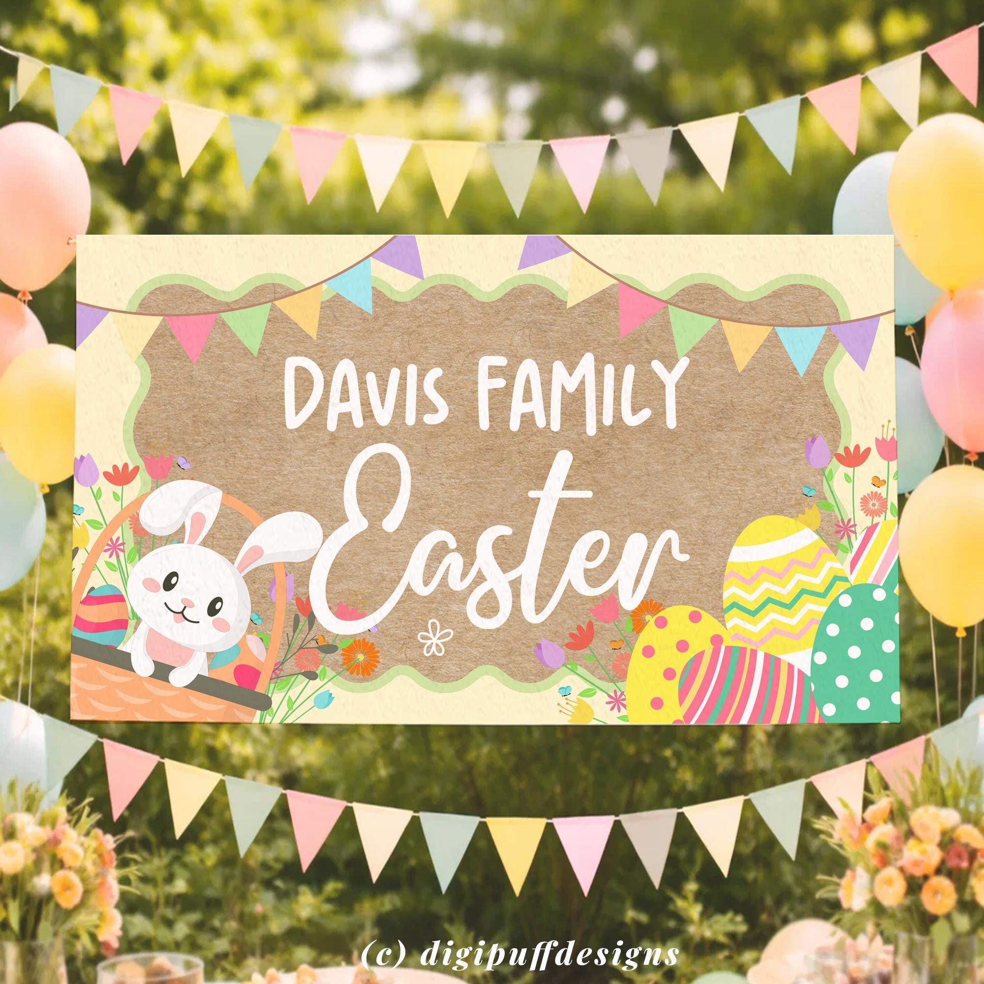 Editable Happy Easter Banner Template, 36x60 72x24 Easter Sign, DIY ...