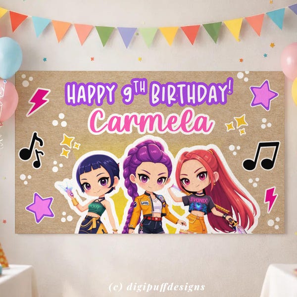 Kpop StylerHand Painted Style Party Banner, Kraft Birthday Banner, Birthday Banner, Party Backdrop, Banner Template Party