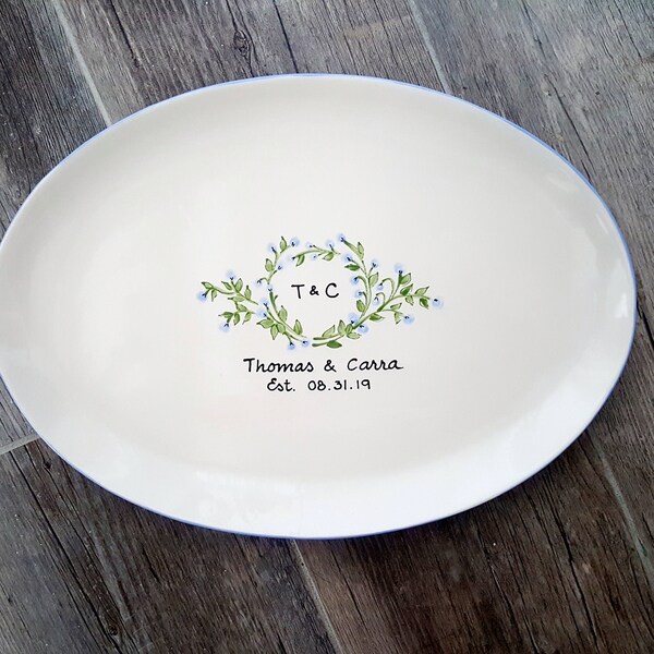 WEDDING GUEST BOOK alternative - Guest Book / guest book / signature plate / sign in platter / vine monogram