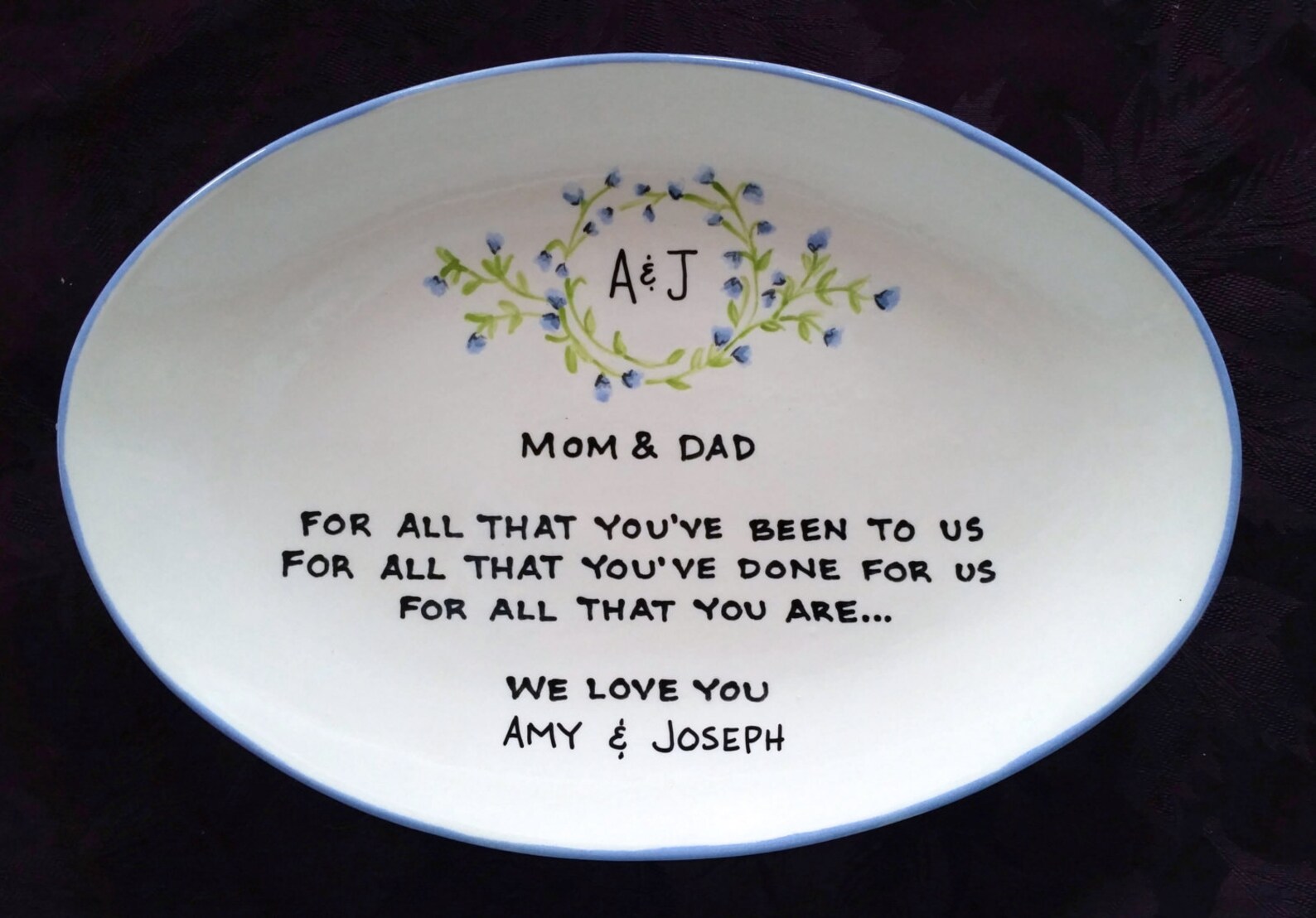 Wedding Gift for Parents Plate Thank you Mom and Dad Parents Etsy