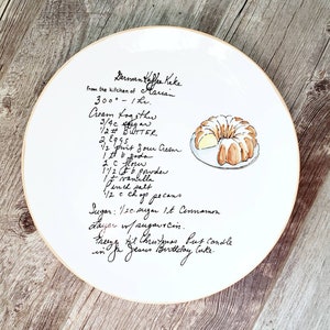 Recipe Plate Handwritten, Custom Platter with YOUR Family Recipe, Hand Painted, Cake Recipe