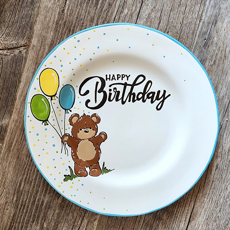 BIRTHDAY PLATE,Cake plate,1st birthday,Happy Birthday plate,personalized birthday plate-Birthday Gift-Celebrate image 1