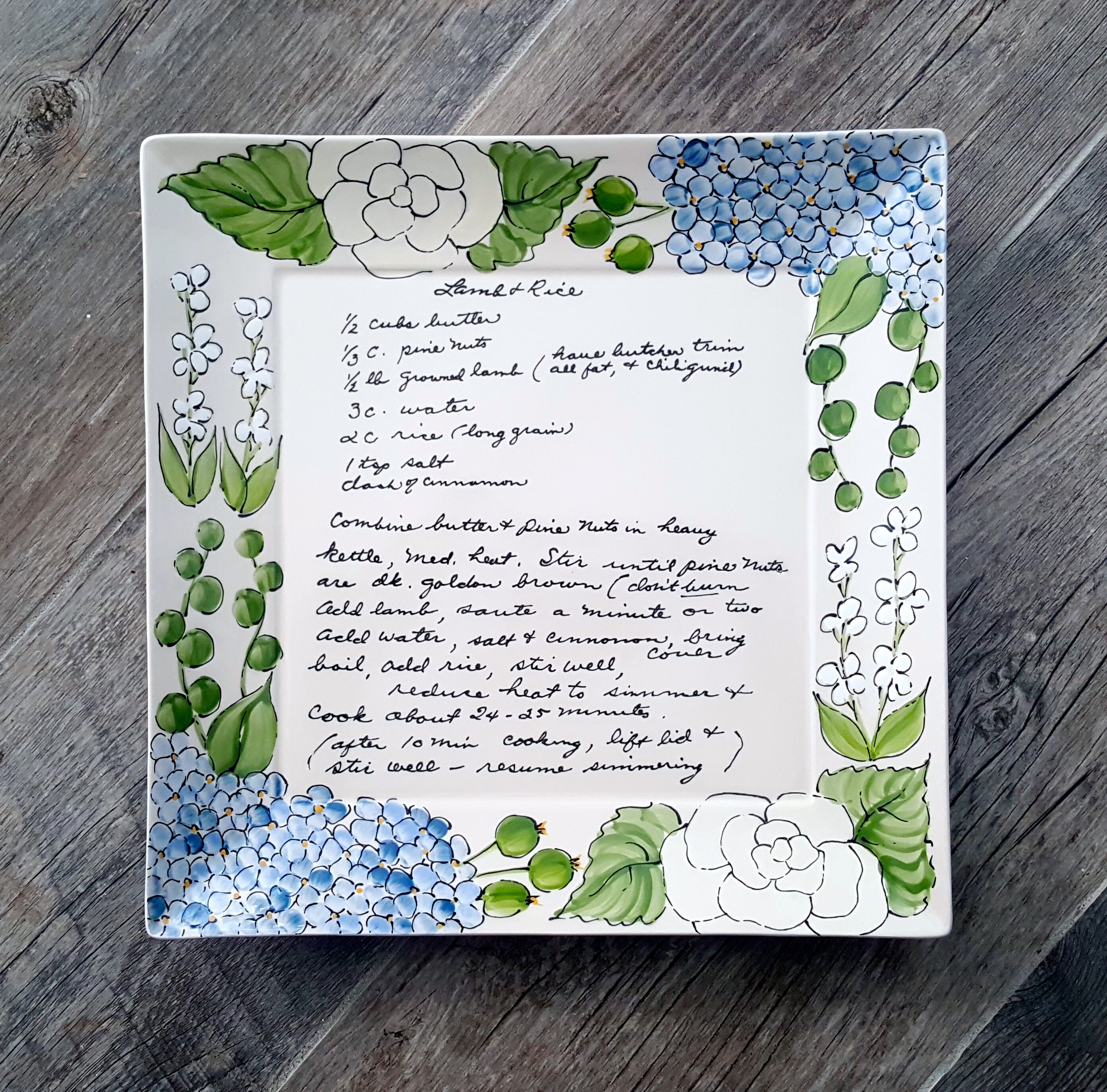 Recipe Plate Floral, Grandmas Family recipe platter, Personalized pla…