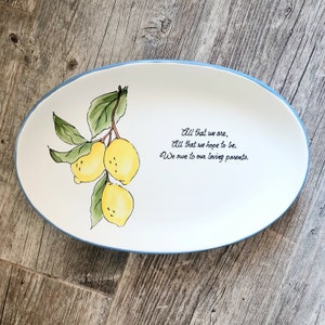 Wedding Gift for Parents, Personalized Thank you Mom and Dad Mother and Father present hand painted wedding plate lemons