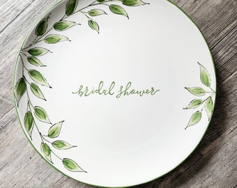 Bridal shower Guest Book Alternative Gift, signature platter, wedding keepsake, guestbook gift leaves