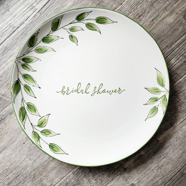 Bridal shower Guest Book Alternative Gift, signature platter, wedding keepsake, guestbook gift leaves