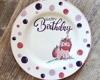 Unicorn Birthday Plate, Cake plate, 1st birthday,Happy Birthday plate, personalized birthday plate