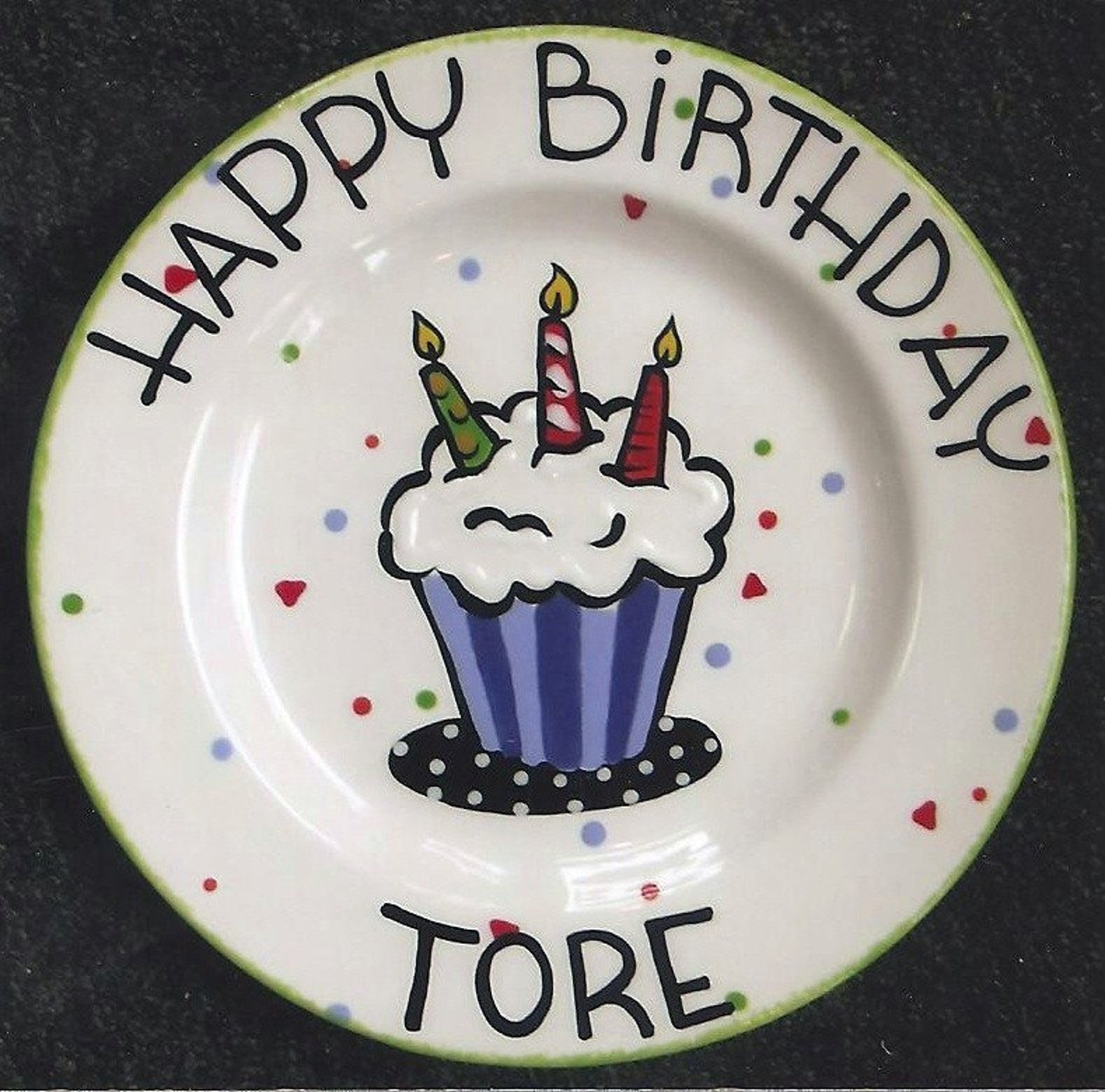 BIRTHDAY PLATE Cupcake plate cake plate 1st birthday happy Etsy